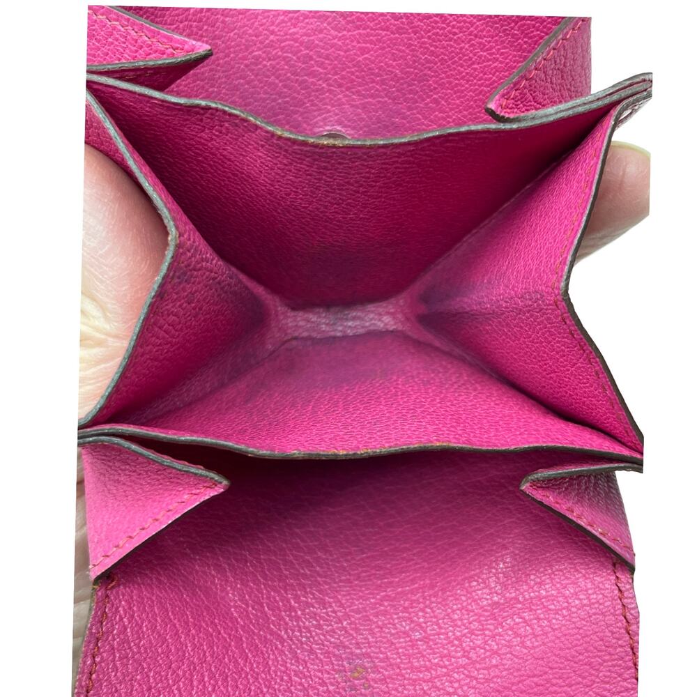 Hermès Le Van Quarte Coin Purse Pink Chevre Leather Snap Pouch France - Picture 10 of 13